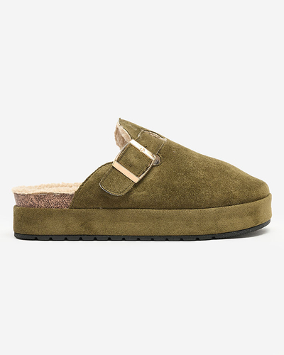 Royalfashion Pantoufles pour femmes avec peau de mouton et boucle Kajis