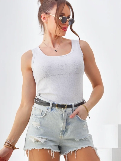 Top sans manches en coton pour femmes Royalfashion avec des petits cœurs