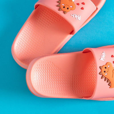 Chaussons pour enfants corail avec dinosaure Dinosik - Chaussures