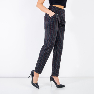 Pantalon femme noir isolé à carreaux rouges GRANDE TAILLE - Vêtements