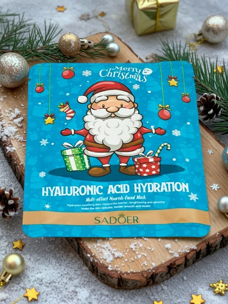 Masque facial de Noël en tissu à l'acide hyaluronique