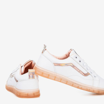 Sneakers femme blanches avec insert holographique rose clair Domsca - Footwear 1