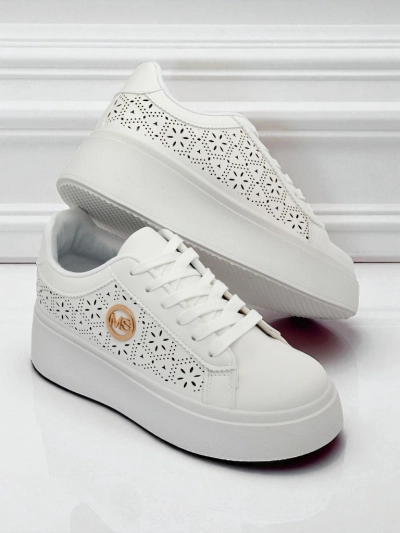 Sneakers Aelia Royalfashion pour femmes sur plateforme, ajourées, blanches, écru