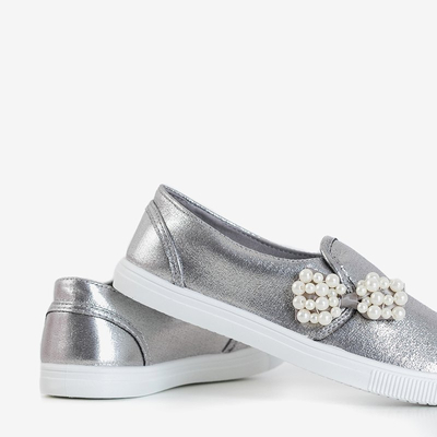 Baskets enfant grises et argentées à nœud Malasio - Chaussures