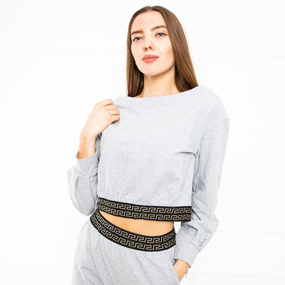 Sweat-shirt court pour femmes gris clair - Vêtements