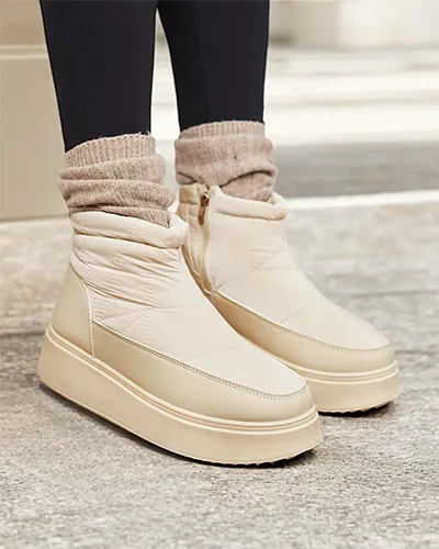 Royalfashion Bottes de neige pour femme de couleur beige Fopinia