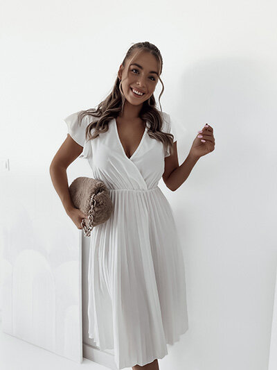 Royalfashion Robe midi plissée pour femme