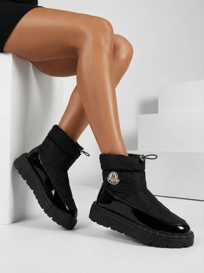 Royalfashion Bottes de neige à enfiler pour femme de couleur noire Ireda