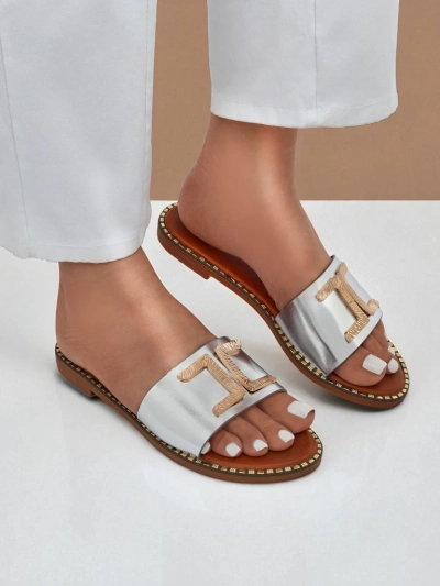 Royalfashion Mules en cuir écologique pour femme avec décoration Gildra