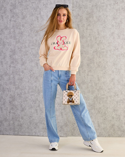 Royalfashion Sweat-shirt en coton à imprimé fin pour femme