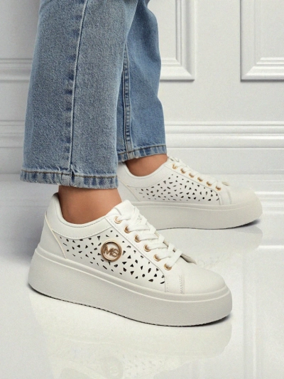 Aurelia Bianca – Sneakers Plateforme Blanches Royalfashion Écru
