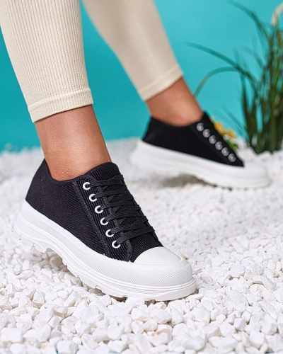 OUTLET Royalfashion Baskets à plateforme pour femme en noir Spollero