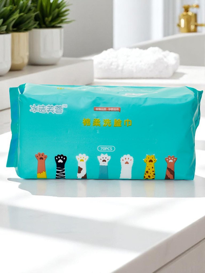 Lingettes humides en coton 70 pcs.
