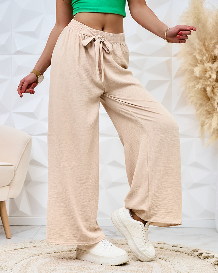 Royalfashion Pantalon large en tissu pour femme Beige royal fashion magasin de chaussures en ligne