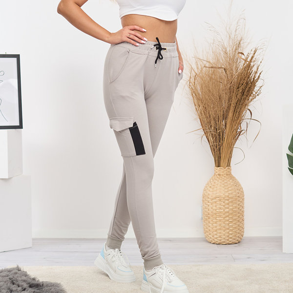 Pantalon de survêtement femme en coton gris - Vêtements