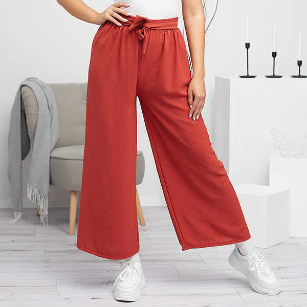 Pantalon large palazzo femme rouge - Vêtements