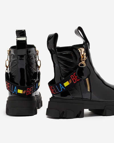 Bottines en cuir verni noir pour femme Osallu - Footwear