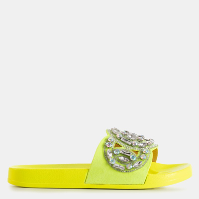 Chaussons en caoutchouc jaune fluo avec ornements Masandra - Chaussures