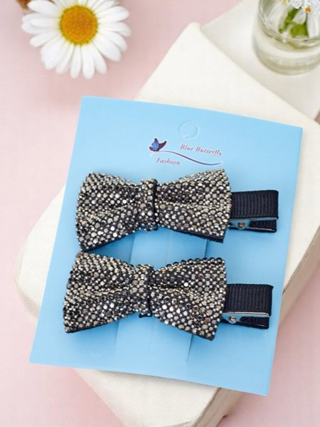 Royalfashion Lot de 2 barrettes avec nœuds et strass Isadora