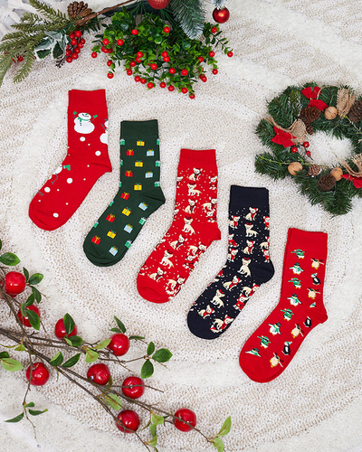 Royalfashion Chaussettes longues de Noël pour hommes 5/paquet