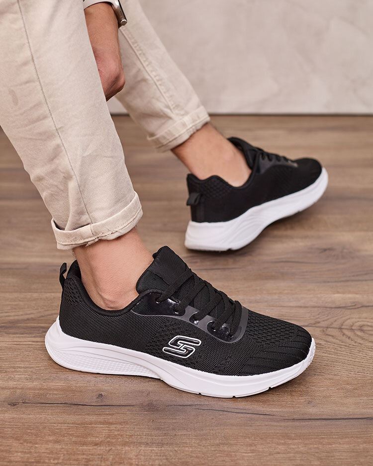 Royalfashion Baskets de sport en tissu pour hommes, noires Akimla