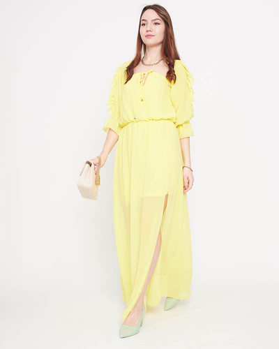 Robe longue espagnole jaune pour femme - Vêtements
