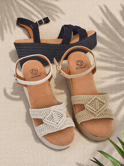 Royalfashion Sandales compensées femme tressées Sunny Day