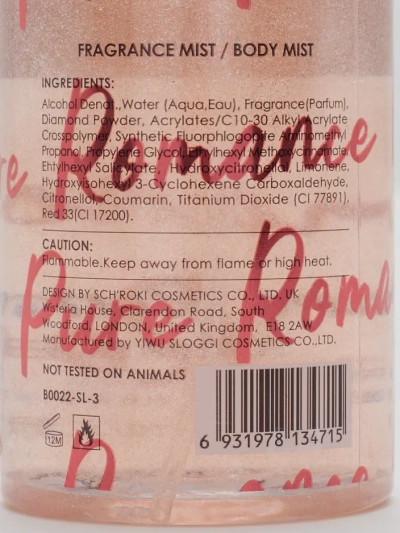 Brume Corporelle Rose Sucrée avec Paillettes 88 ml