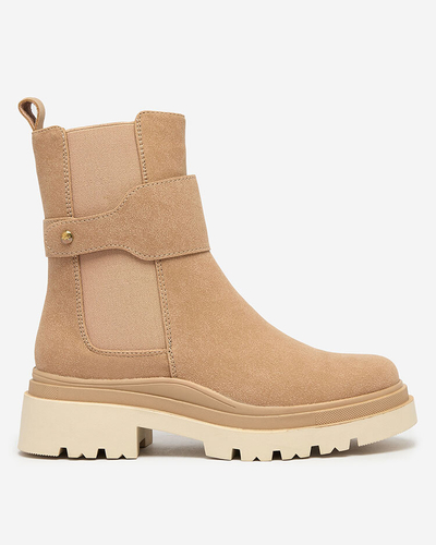 Royalfashion Bottes pour femme beige avec lanière décorative Doasa