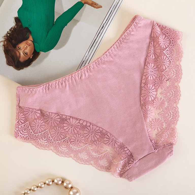 Culotte femme en dentelle rose PLUS TAILLE - Sous-vêtements