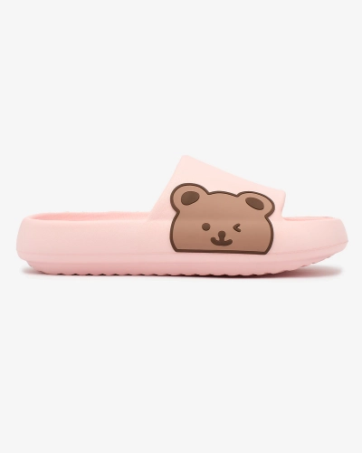 OUTLET Royalfashion Tongs en caoutchouc rose pour femme avec ours en peluche Leverika