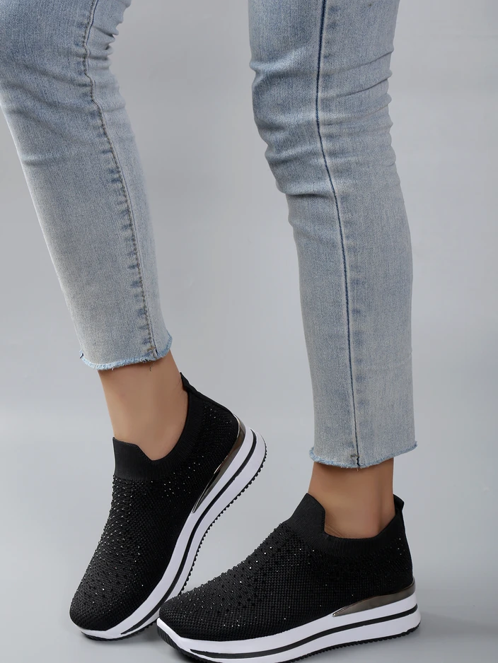 Chaussures de sport slip-on pour femmes Royalfashion avec des rhinestones Ceromie