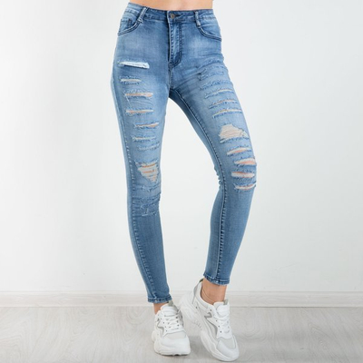 Jean denim bleu avec trous - Pantalon 1