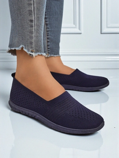 Mocassins pour femmes Lyra Bleu marine tissu respirant à semelle plate