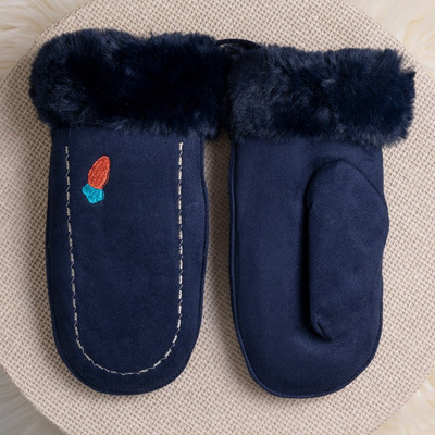 Gants enfants bleu marine sur un string et avec un doigt - Gants