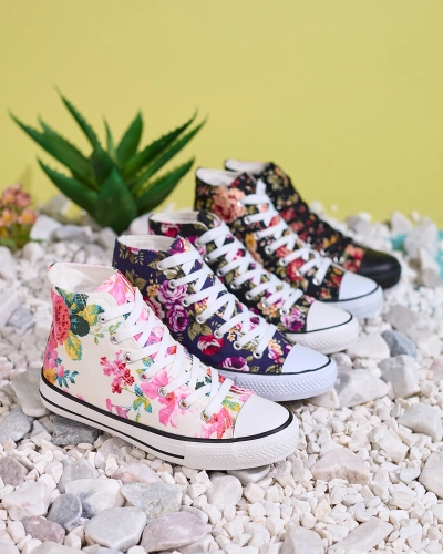 Royalfashion Baskets noires montantes pour femme à motif floral Soxic