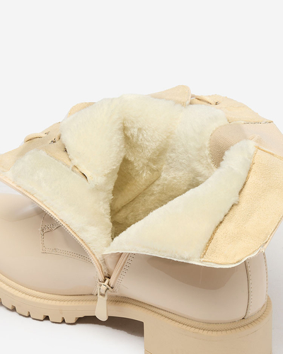Royalfashion Beige eco leather women's bagger boots Gaddaxa