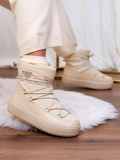 Royalfashion Bottes à enfiler pour femmes bottes de neige a'la en beige Vevnose