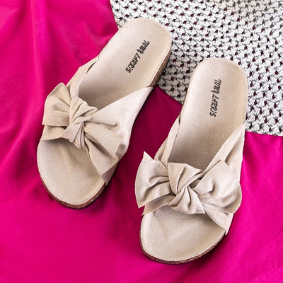 Chaussons beiges pour femmes à nœud Alanza - Chaussures