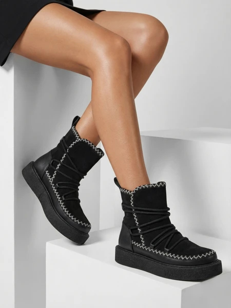 Royalfashion Bottes de neige à lacets pour femmes Siozi