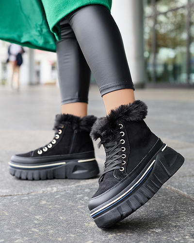 Bottes de neige noires à plateforme et à lacets pour femmes Neatesa - Footwear