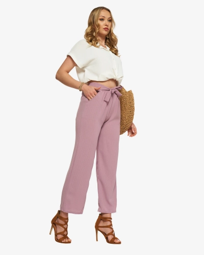 Pantalon large en tissu pour femme violet - Vêtements