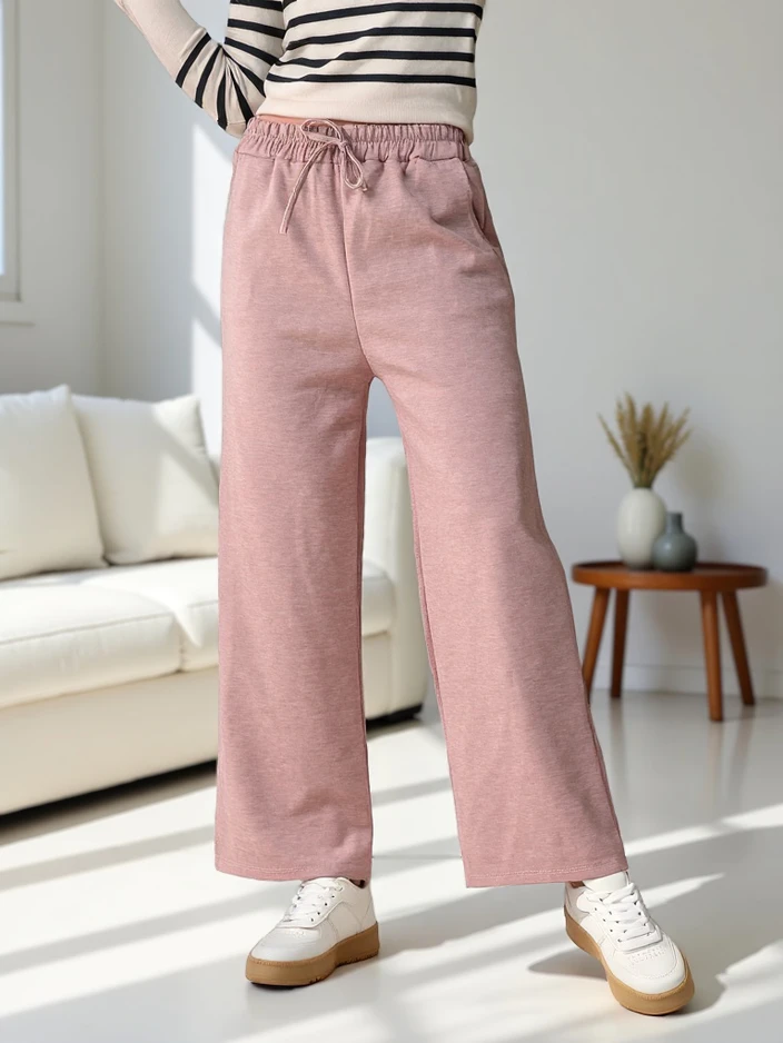 Royalfashion Pantalons en jersey tissés larges pour femmes
