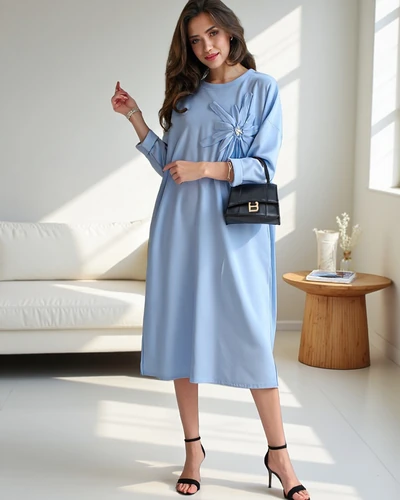 Robe midi Royalfashion pour femmes, tissu surdimensionné avec une fleur