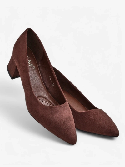 Aurelia Classico – Escarpins pour femmes marron en daim à talon bloc de 4,5 cm
