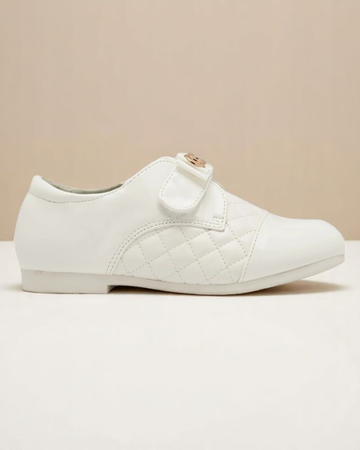 Demi chaussures en cuir écologique matelassé blanc pour filles Mawert- Footwear