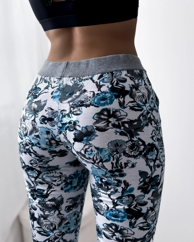 Short 3/4 femme blanc et fleurs GRANDE TAILLE - Vêtements