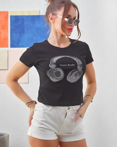 T-shirt en coton pour femmes Royalfashion avec impression Music Speaking
