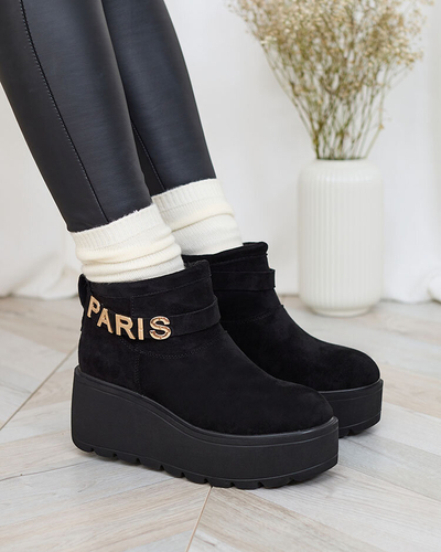 Royalfashion Noir bottes femmes a'la bottes de neige avec ornement Parisela