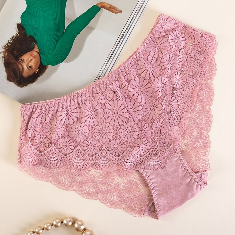 Culotte femme en dentelle rose PLUS TAILLE - Sous-vêtements